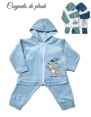 Conjunto bebé en micropanal, bordado, varón. Dreams