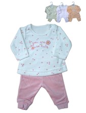 Conjunto BB buzo plush floreado, bordado central, con pantalón combinado. Dreams