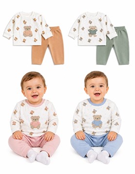 Conjunto BB frisa, estampado ositos, con buzo, bordado, con pantalón combinado, nena y varón. Dreams