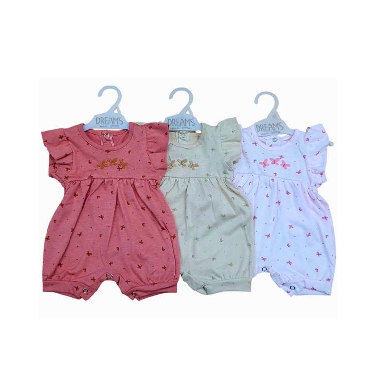 Enterito bebe jersey estampado mariposas con mangas japonesas y bordado de nena.Dreams