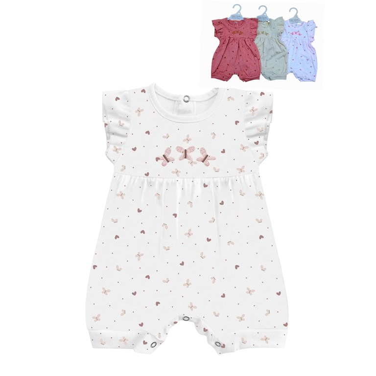Enterito bebe jersey estampado mariposas con mangas japonesas y bordado de nena.Dreams