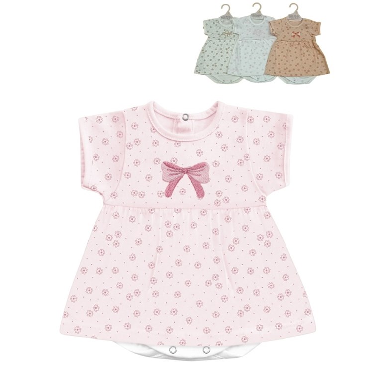 Body bebe con falda en jersey estampado flores canesu bordado.Dreams