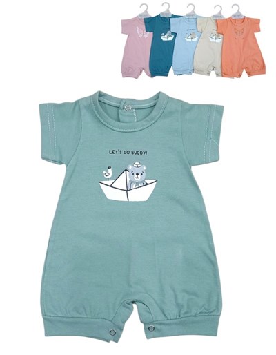 Enterito bebe jersey con mangas combinadas estampado central.Dreams