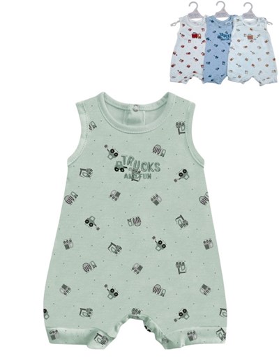 Enterito bebe sin mangas jersey estampado camiones modelo bordado.Dreams