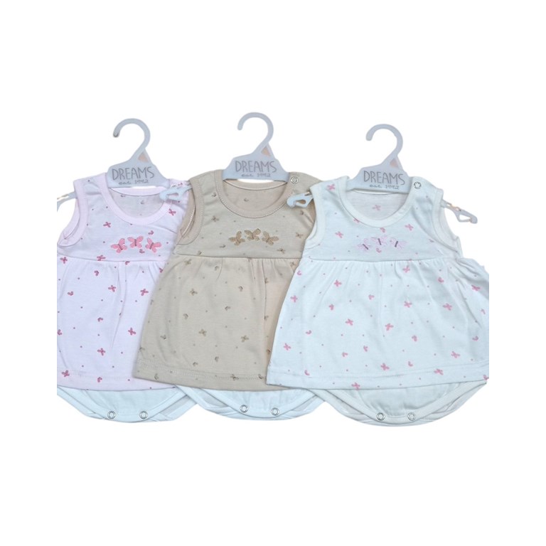 Body bebe jersey sin mangas con falda estampada mariposa canesu bordado.Dreams