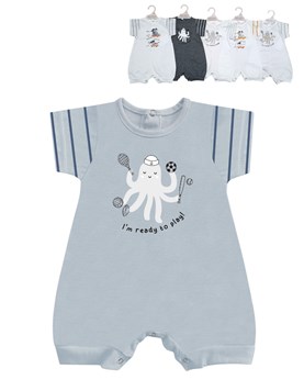 Enterito bebe jersey combinado con mangas rayadas estampado central varon.Dreams