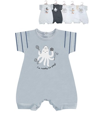 Enterito bebe jersey combinado con mangas rayadas estampado central varon.Dreams