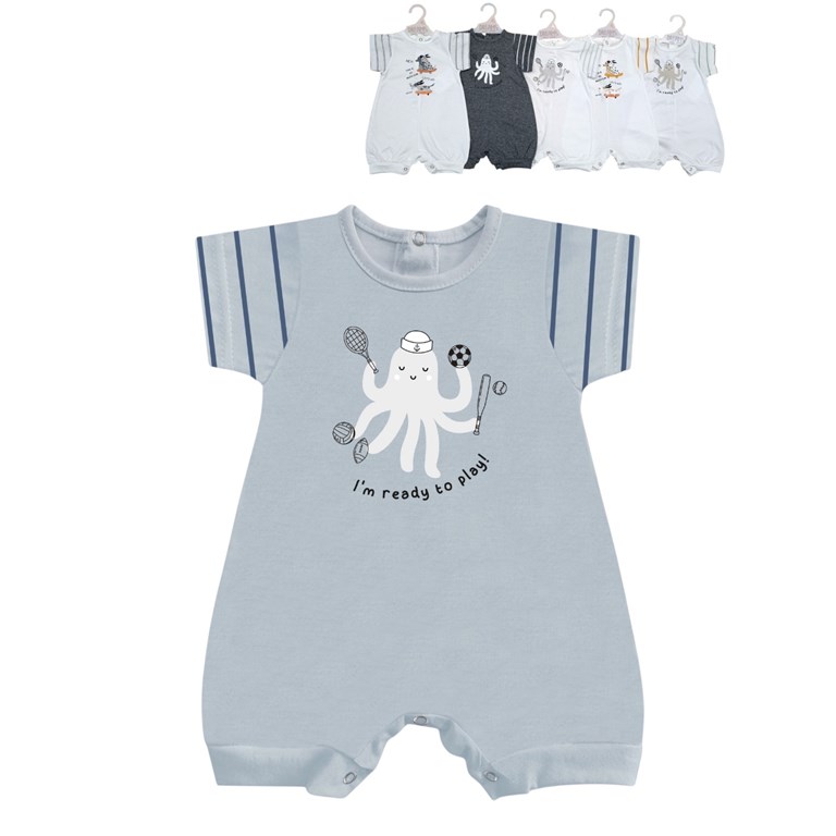Enterito bebe jersey combinado con mangas rayadas estampado central varon.Dreams