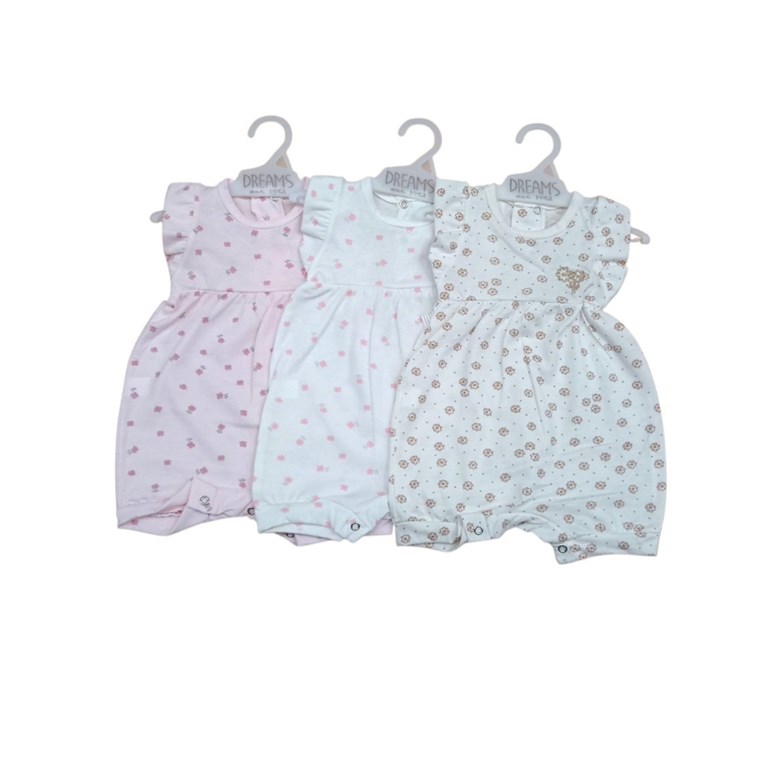Enterito bebe sin mangas de jersey estampado flores con canesu bordado.Dreams