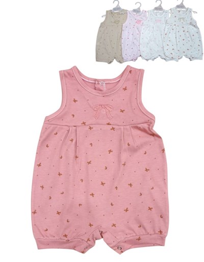 Enterito bebe sin mangas de jersey estampado flores con canesu bordado.Dreams