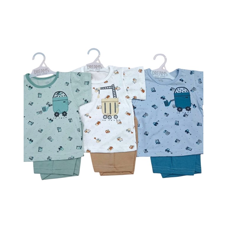 Conjunto de bebe remera jersey con estampado camiones,pantalon rustico  estampa central de varon.Dreams