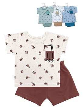 Conjunto de bebe remera jersey con estampado camiones,pantalon rustico estampa central de varon.Dreams