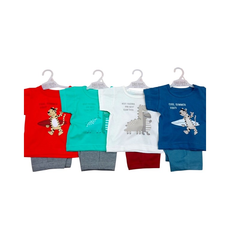 Conjunto bebe remera jersey lisa estampa central con pantalon rustico varon.Dreams