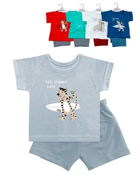 Conjunto bebe remera jersey lisa estampa central con pantalon rustico varon.Dreams