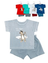 Conjunto bebe remera jersey lisa estampa central con pantalon rustico varon.Dreams
