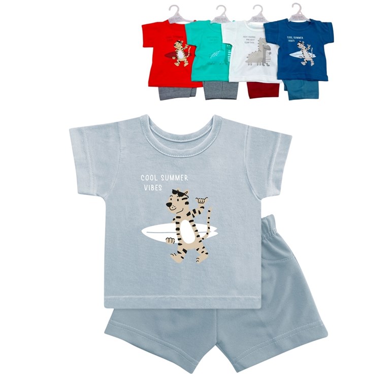 Conjunto bebe remera jersey lisa estampa central con pantalon rustico varon.Dreams