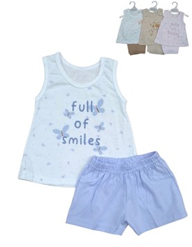Conjunto bebe remera sin mangas jersey estampado mariposa estampado central con pantalon rustico.Dreams