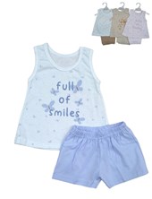 Conjunto bebe remera sin mangas jersey estampado mariposa estampado central con pantalon rustico.Dreams