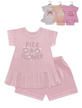 Conjunto bebe remera y pantalon jersey liso estampado central nena.Dreams
