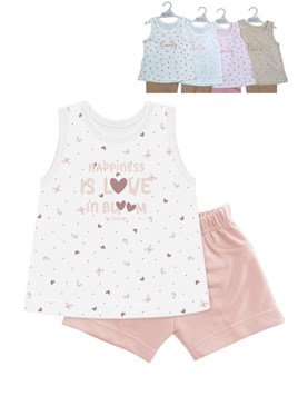 Conjunto de bebe remera sin mangas jersey estampado mariposa con pantalon rustico nena.Dreams