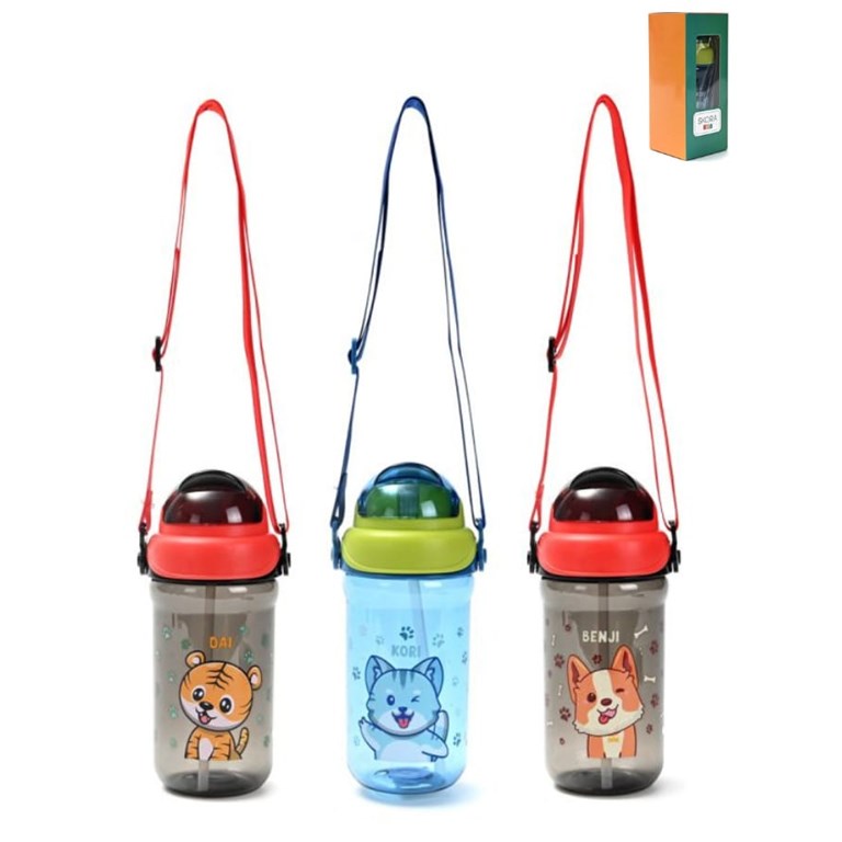 BOTELLA INFANTIL CON CUERDA Y PICO 400ML.