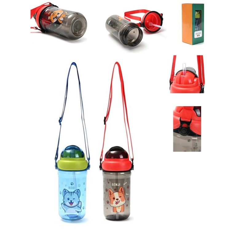 BOTELLA INFANTIL CON CUERDA Y PICO 400ML.