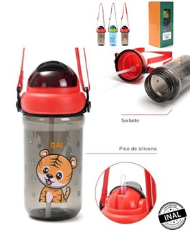BOTELLA INFANTIL CON CUERDA Y PICO 400ML.