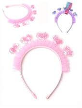 VINCHA INFANTIL CORAZONES PLASTICOS CON LENTEJUELAS ESTRELLAS
