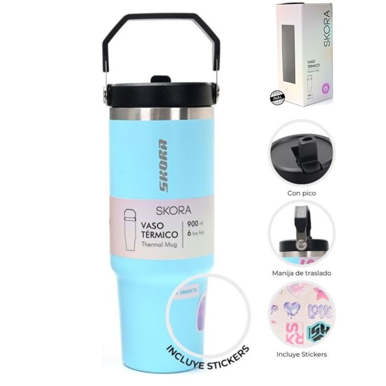 VASO TERMICO NEGRO WANDERLUST CON PICO 900ML