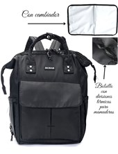 PROMO! MOCHILA MOMMY CON CAMBIADOR 14 PULGADA COLOR NEGRO SKORA