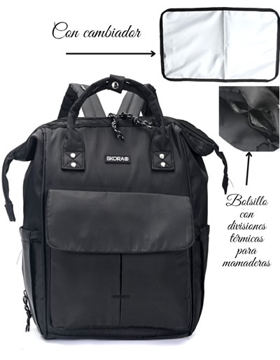 PROMO! MOCHILA MOMMY CON CAMBIADOR 14 PULGADA COLOR NEGRO