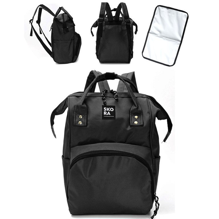 PROMO! MOCHILA MOMMY BOCA DE PEZ CON CIERRES INCLUYE CAMBIADOR COLOR NEGRA SKORA