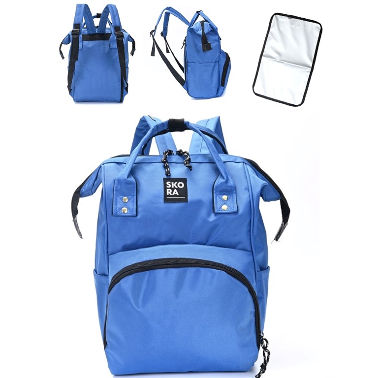 PROMO! MOCHILA MOMMY BOCA DE PEZ CON CIERRES INCLUYE CAMBIADOR COLOR AZUL SKORA