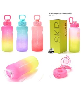 BOTELLA DEPORTIVA MOTIVACIONAL CON PICO, ROJA CELESTE Y VERDE. SKORA