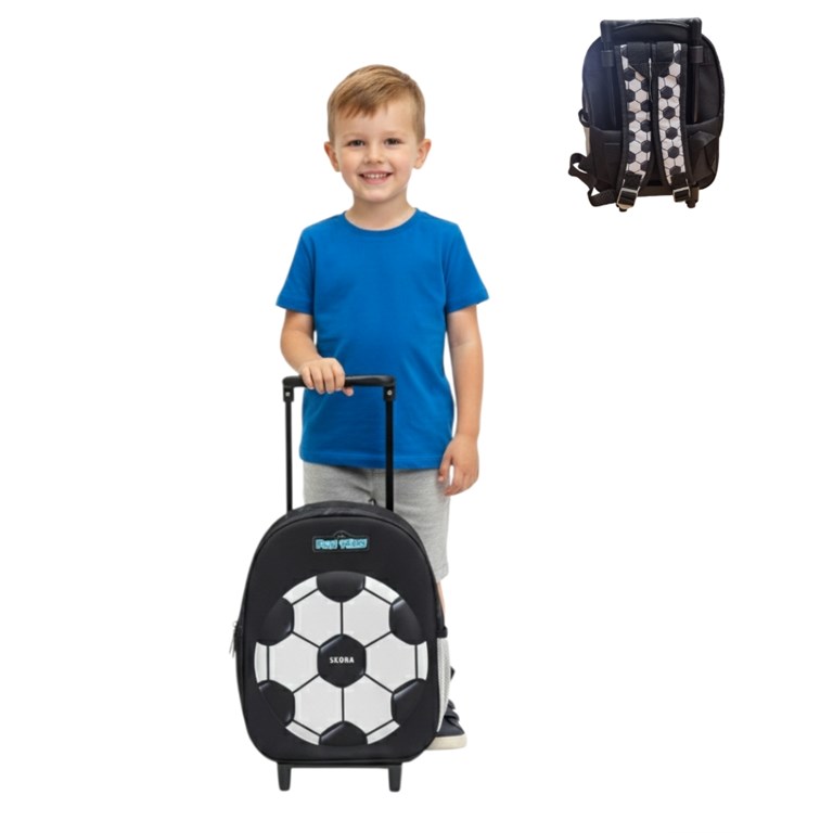 MOCHILA CON CARRO PETIT TERMOFORMADA FUTBOL. MED:22 X 30 X 10 CM. 12'. DISNEY