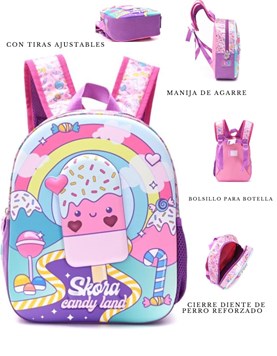 MOCHILA INFANTIL 12' PETIT ICE CREAM CON LUZ 22X30X10CM.