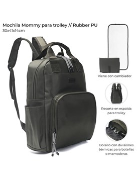 MOCHILA MATERNAL VERDE PARA TROLLEY CON CAMBIADOR. 30X41X14 CM