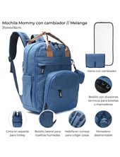 MOCHILA MATERNAL AZUL  CON CAMBIADOR Y MONEDERO. SKORA