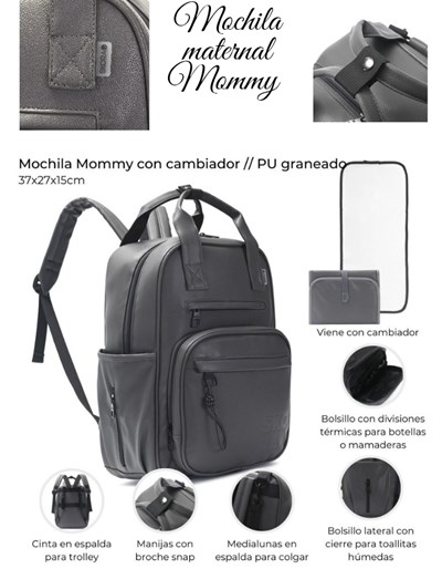 PROMO! MOCHILA MOMMY GRIS CON CAMBIADOR. 37X27X15 CM