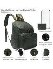 MOCHILA MATERNAL VERDE CON CAMBIADOR MATELASSE. SKORA
