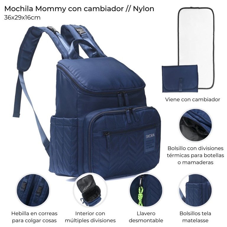 MOCHILA MATERNAL CON CAMBIADOR METELASSE 36X29X16 CM