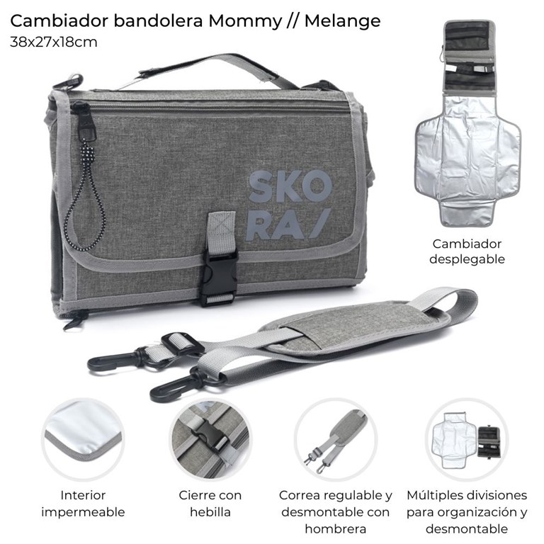 CAMBIADOR GRIS BANDOLERA MATERNAL.
