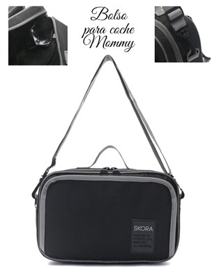 PROMO! BOLSO  PARA COCHE MOMMY NEGRO/GRIS.