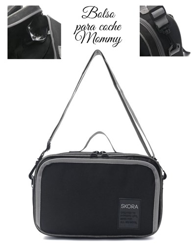 PROMO! BOLSO  PARA COCHE MOMMY NEGRO/GRIS.