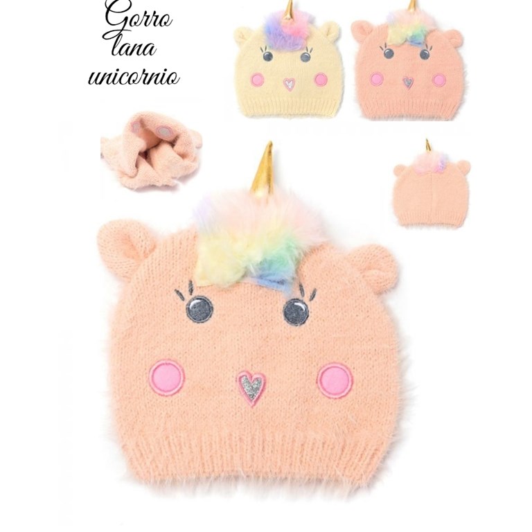 GORRO INFANTIL TEJIDO, BORDADO UNICORNIO. SKORA