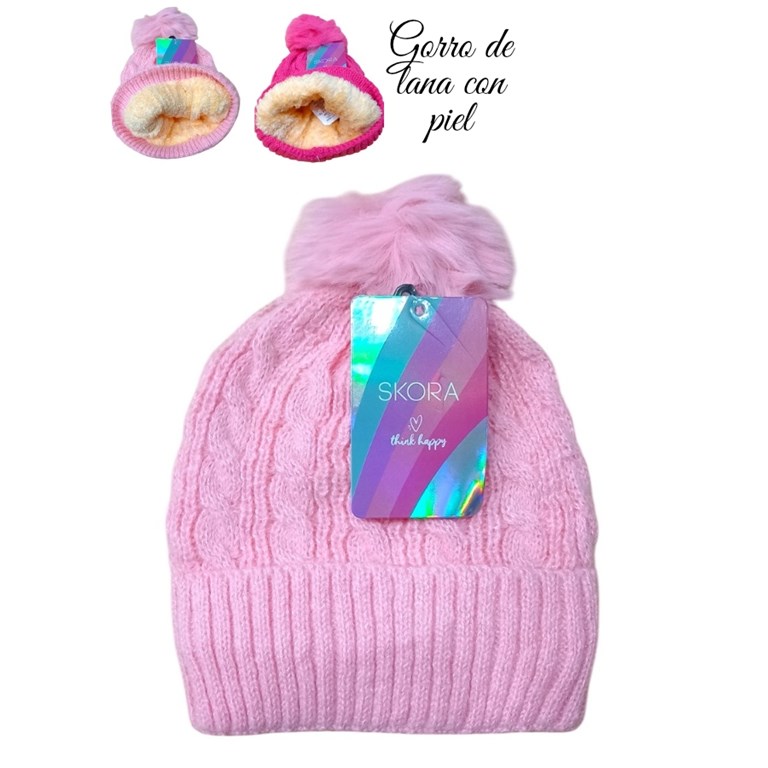 GORRO INFANTIL TEJIDO CON PIEL INTERIOR. SKORA