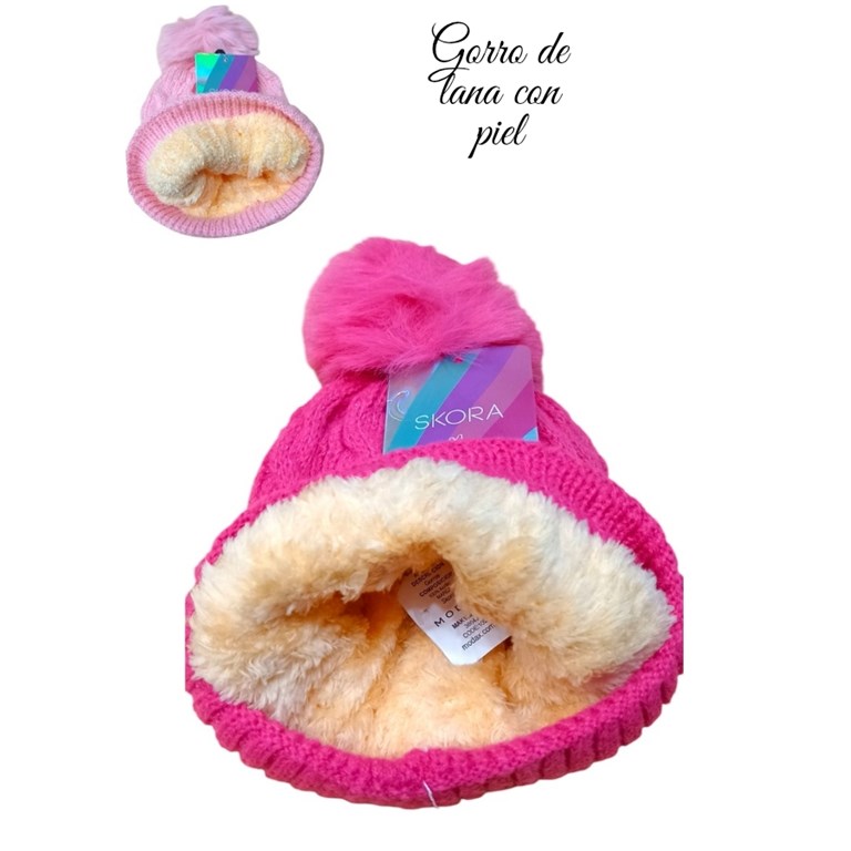 GORRO INFANTIL TEJIDO CON PIEL INTERIOR. SKORA