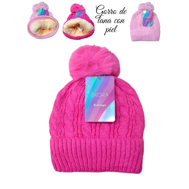 GORRO INFANTIL TEJIDO CON PIEL INTERIOR. SKORA