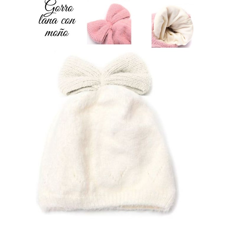 GORRO INFANTIL TEJIDO CON MOÑO . SKORA