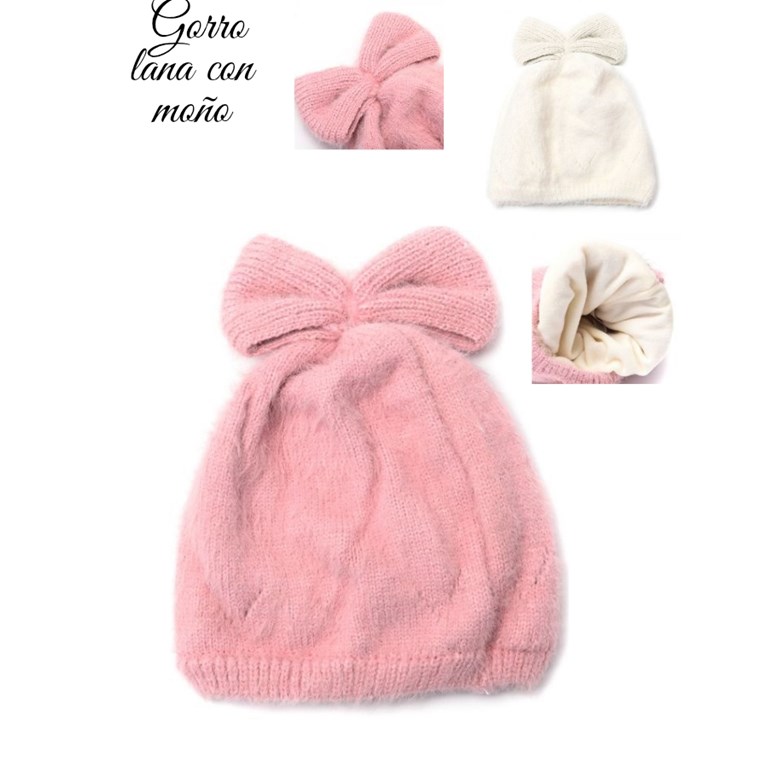 GORRO INFANTIL TEJIDO CON MOÑO . SKORA